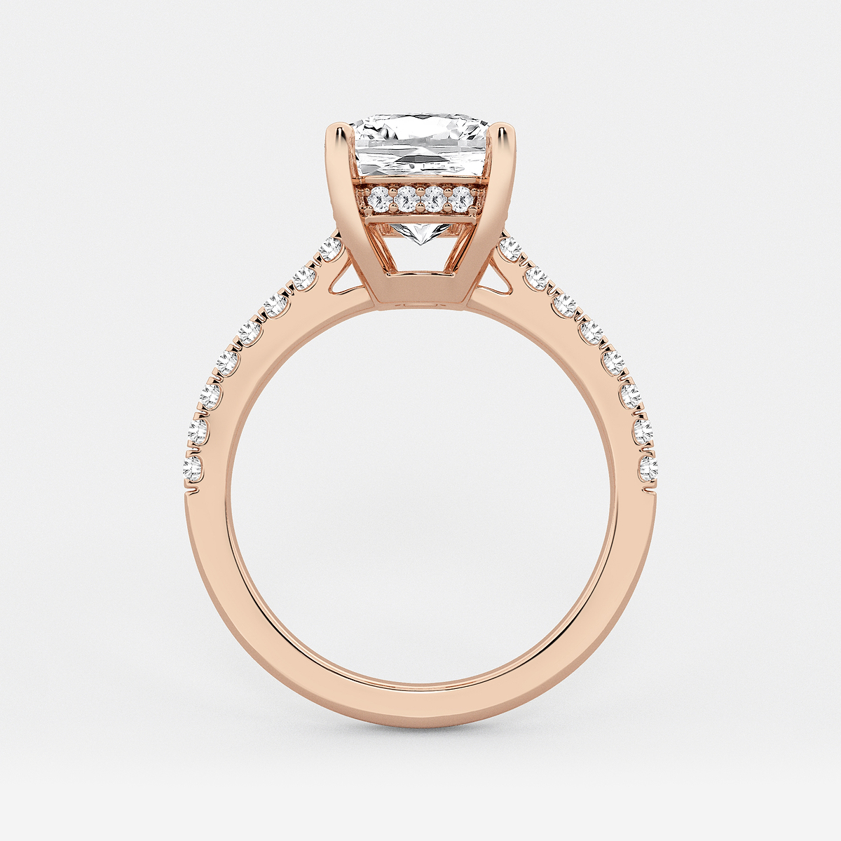 Additional Image 1 for  4 1/3 ctw Elongated Cushion Lab Grown Diamond Hidden Halo Engagement Ring